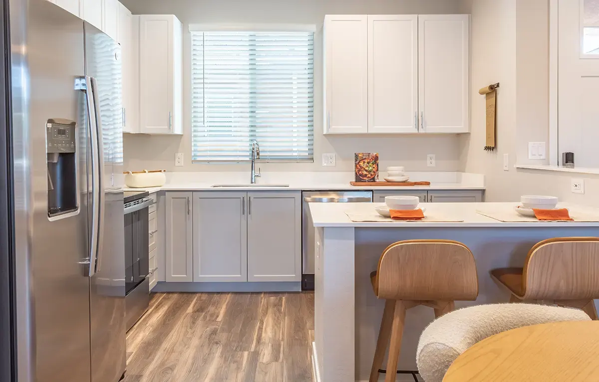 Kitchen cabinets and appliances at Village Sonoran Vista.
