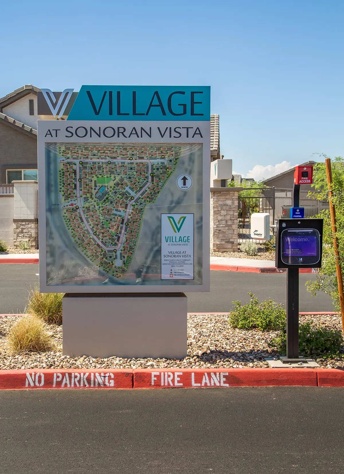Community directory sign at Village Sonoran Vista.