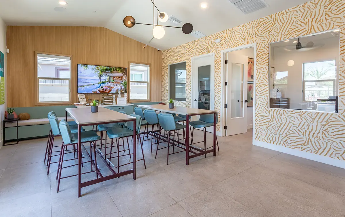 Leasing meeting table and seating at Village Sonoran Vista.